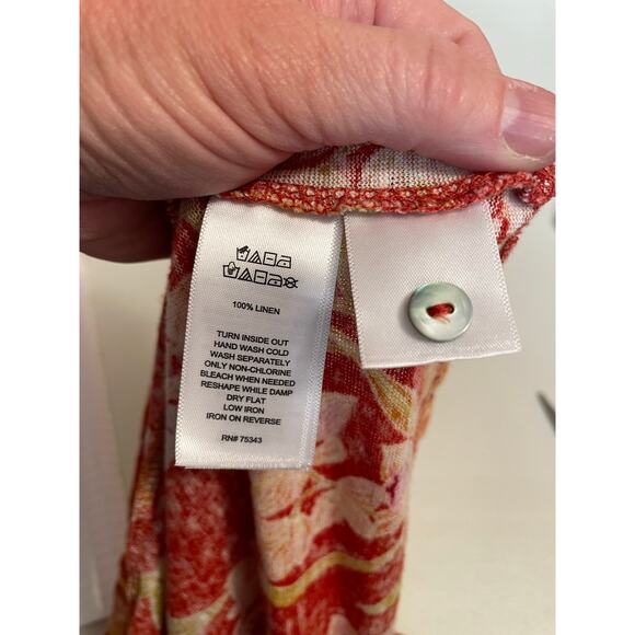 Rachel Zoe 100% Linen Size Large‎ orange floral - Picture 4 of 4